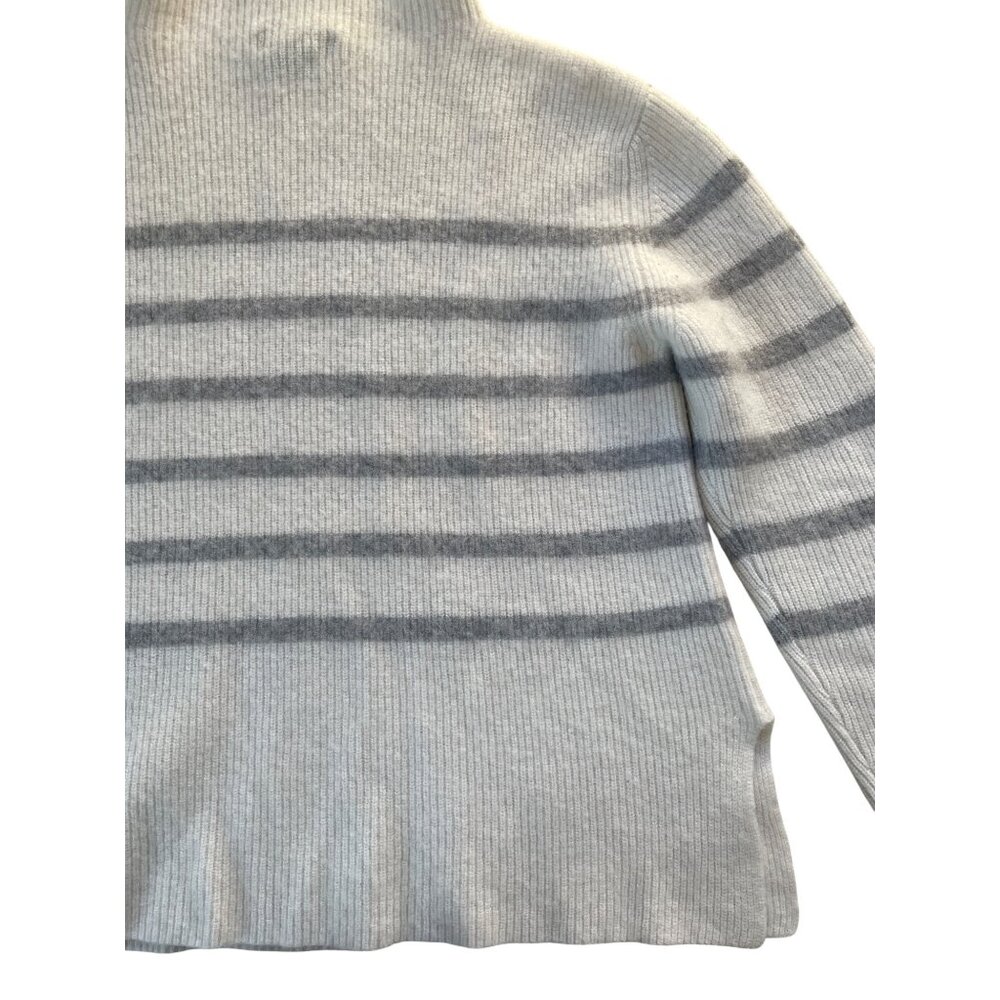 Forte Cashmere Women's XL 100% Cashmere Neutral Stripe Turtleneck Sweater - Picture 10 of 13